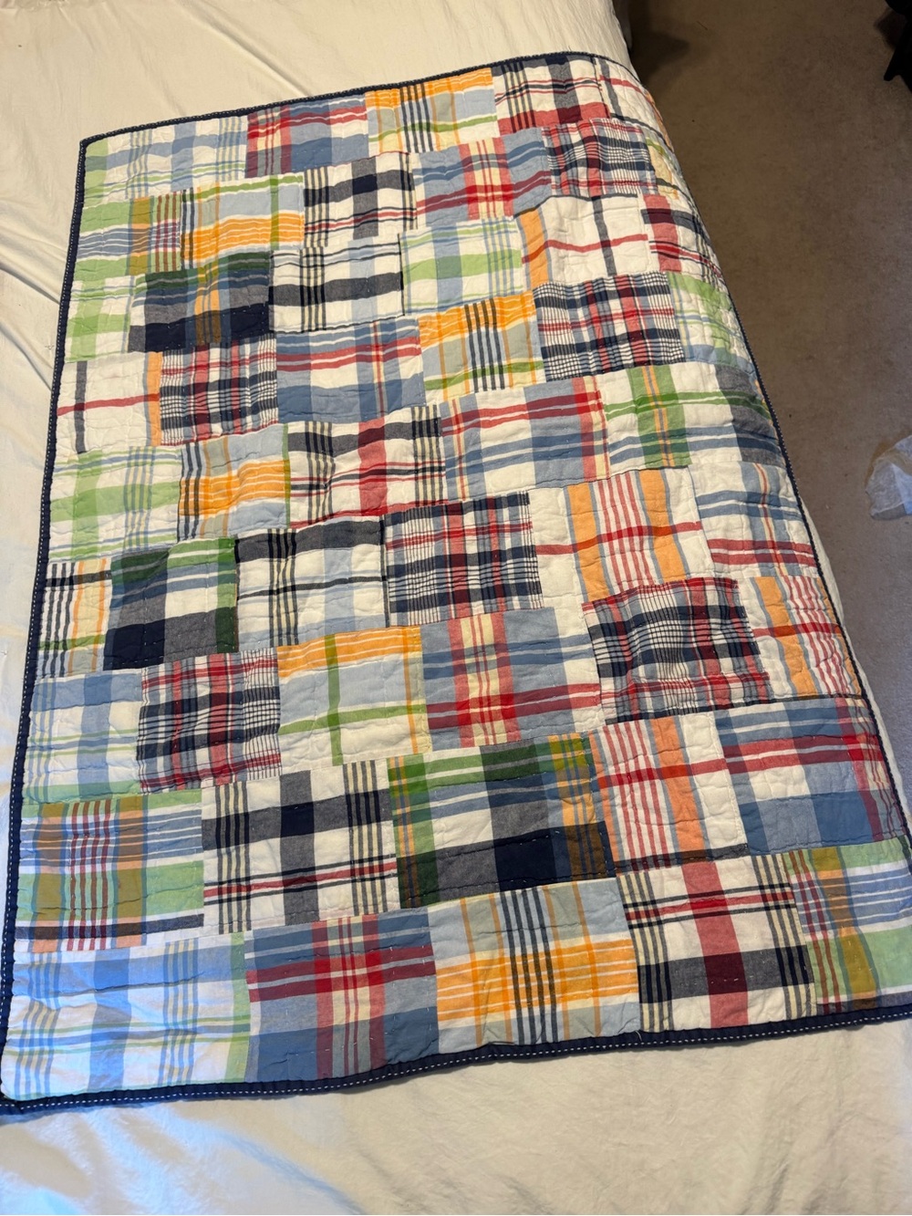 Plaid Patchwork Cotton Quilt - Multicolor